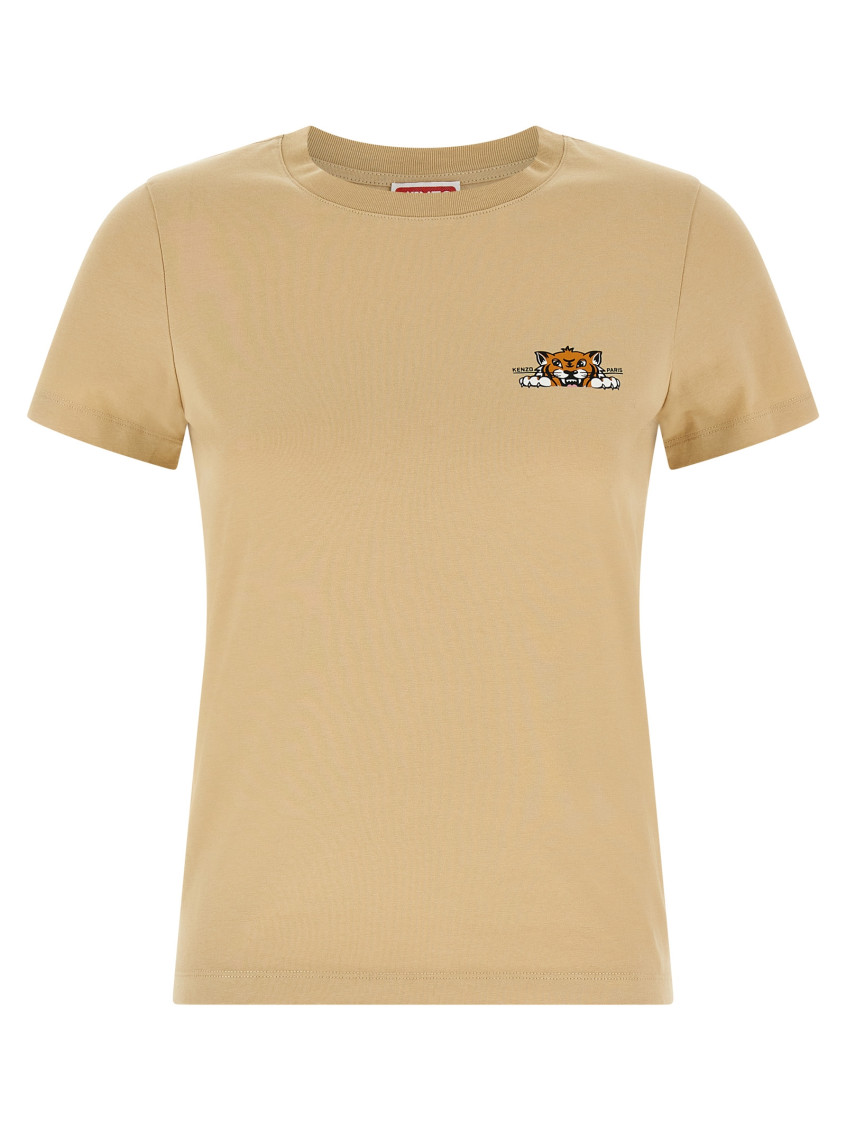 Kenzo Happy Tiger T-shirt In Beige