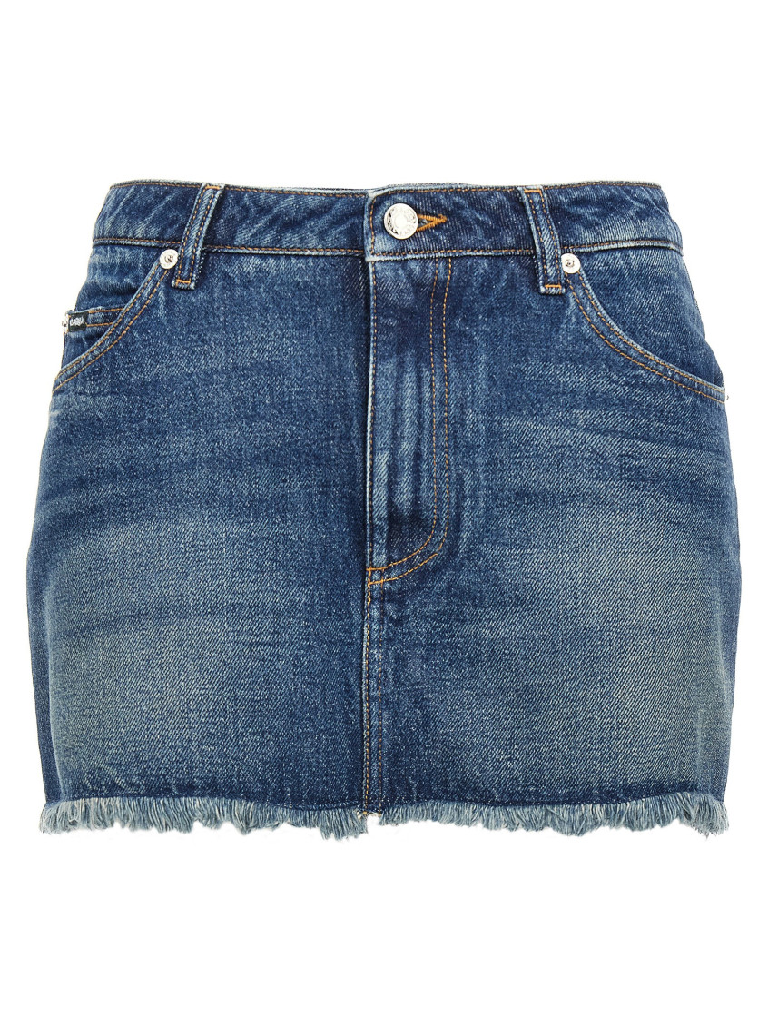 Shop Dolce & Gabbana Blue Denim Mini Skirt