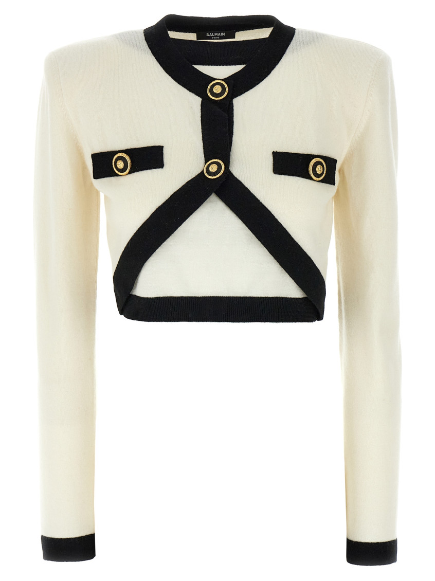 Shop Balmain White Filo Leone Catena Sweater