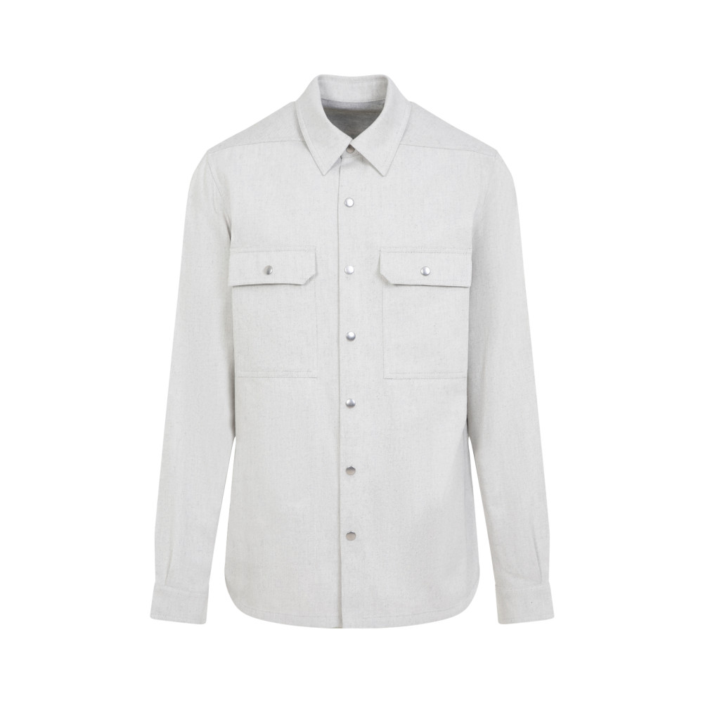 Rick Owens Long-sleeved Overshirt In Grey