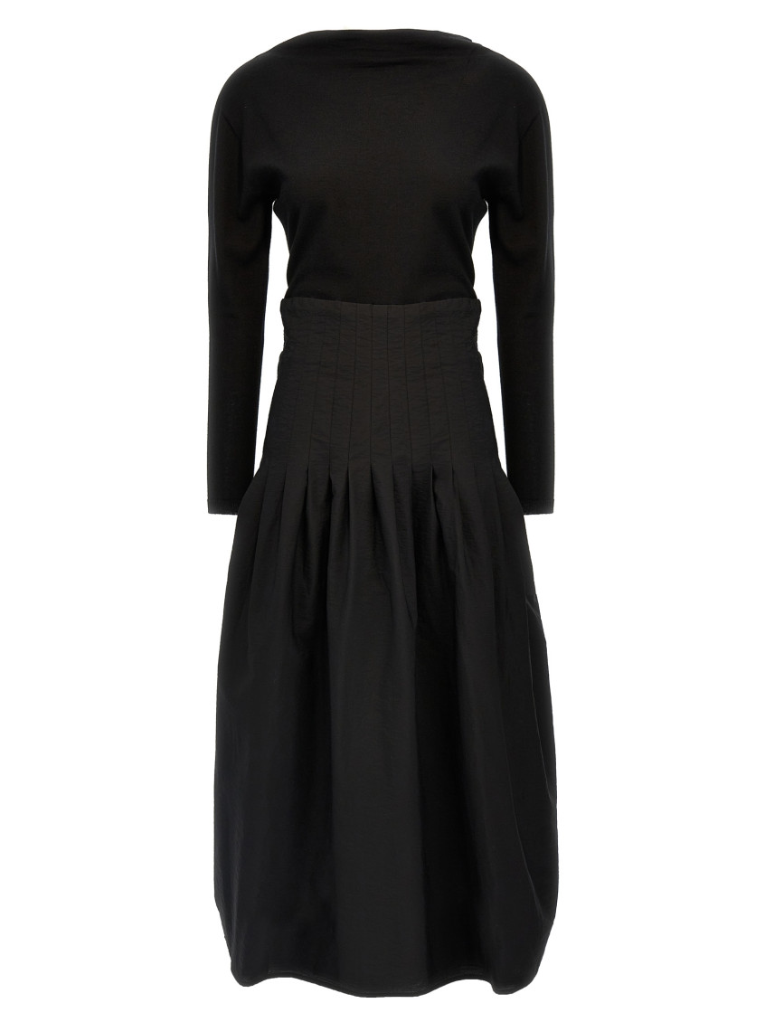 Shop Fabiana Filippi Black Wool And Cotton Dress