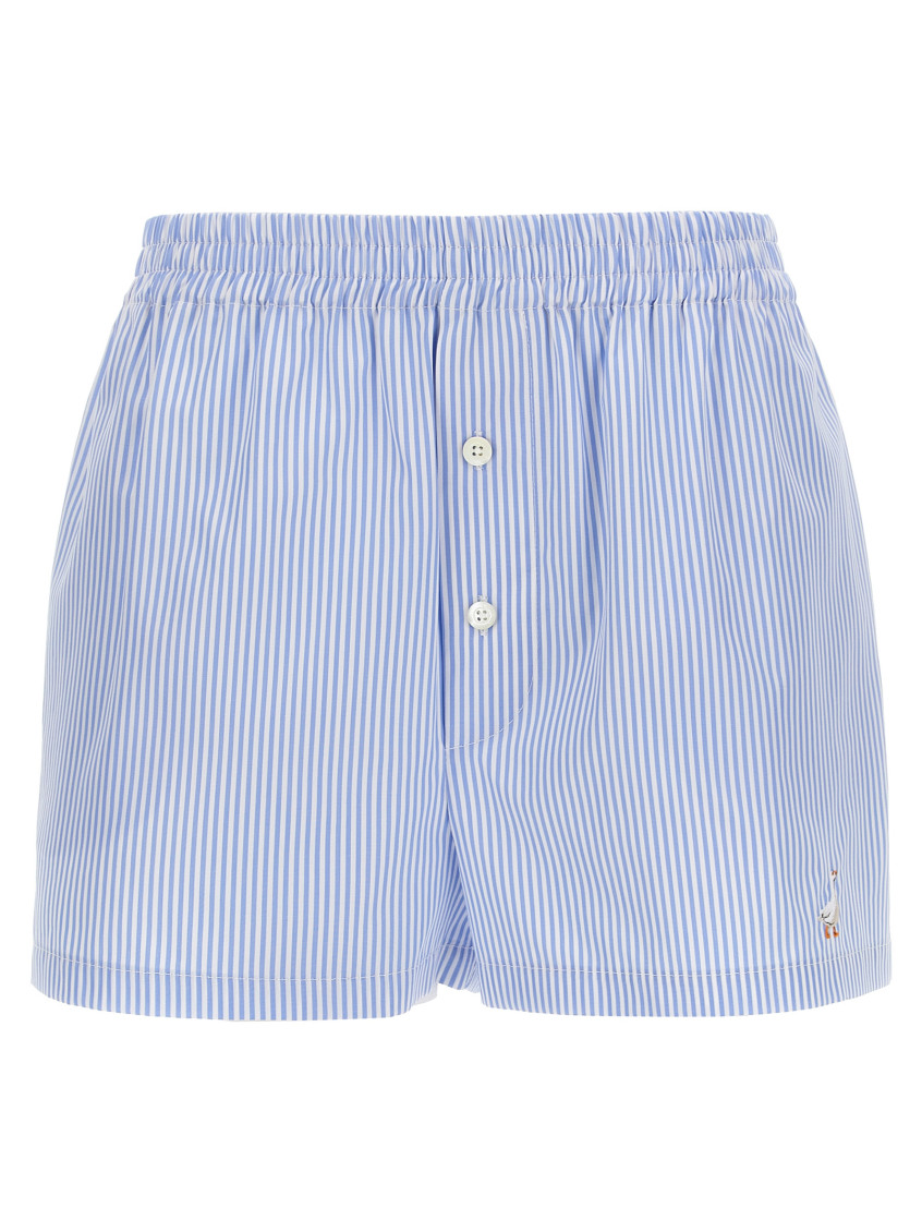 Moschino Striped Cotton Poplin Boxer Shorts In Light Blue