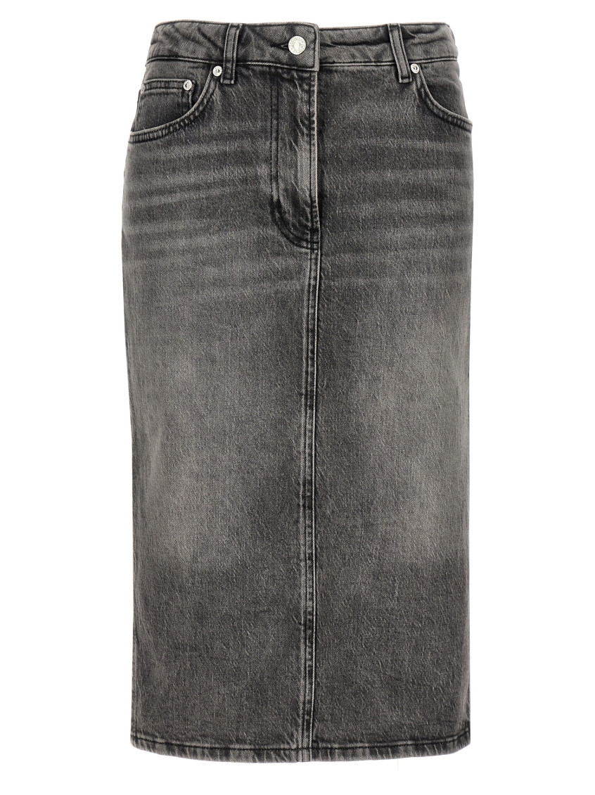 Moschino Denim Skirt With Back Pockets And Belt Loops In Grey