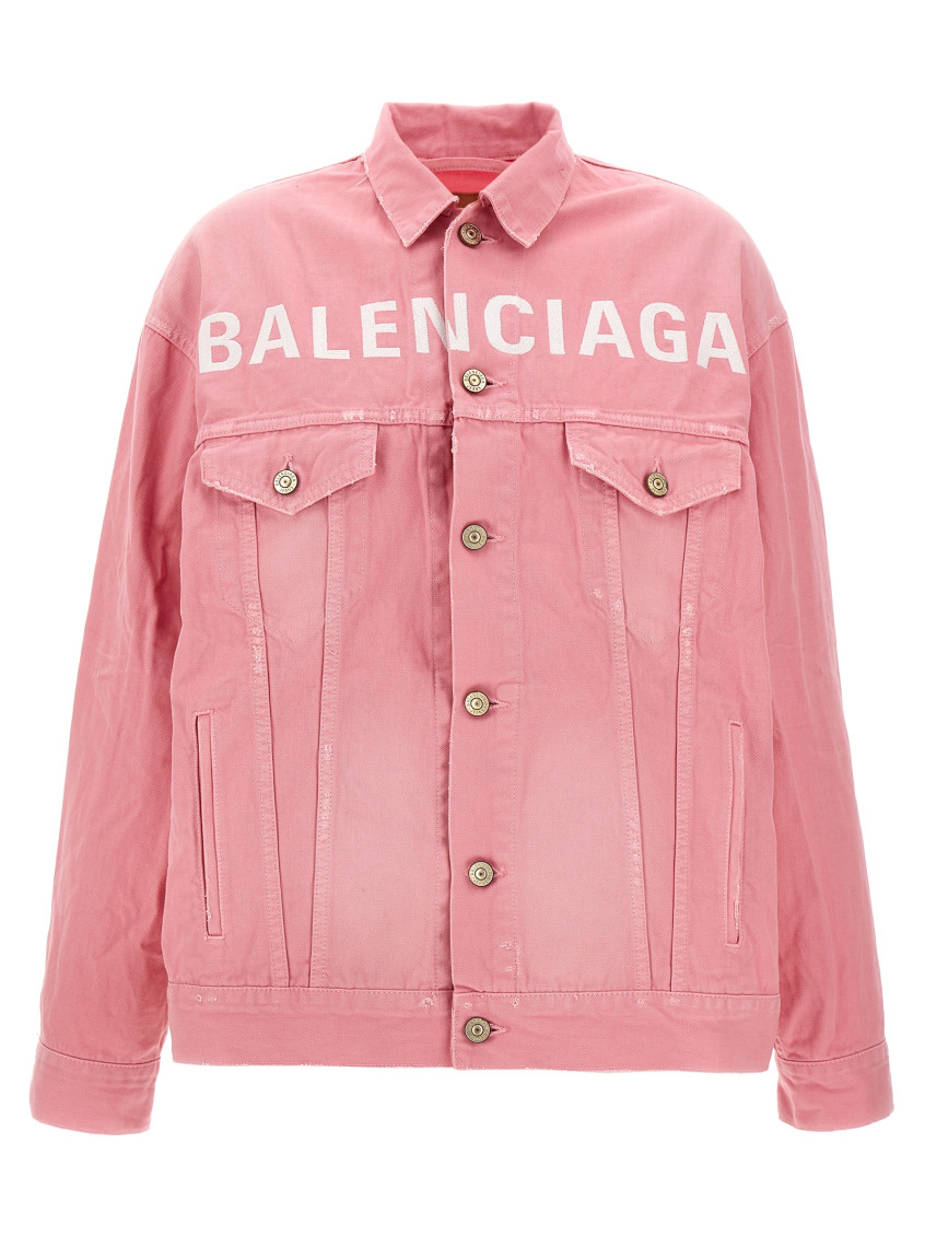 Shop Balenciaga Pink Logo Embroidery Jacket