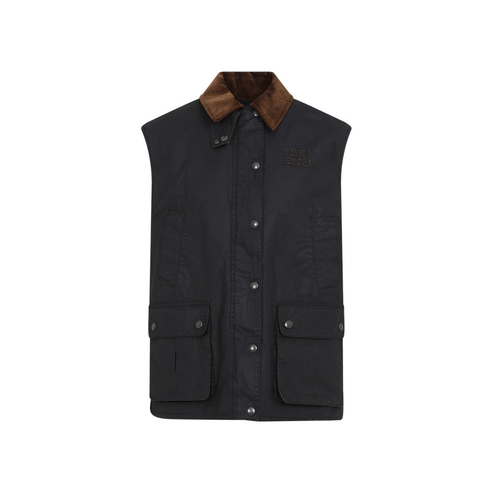 Miu Miu Corduroy Collar Jacket In Black