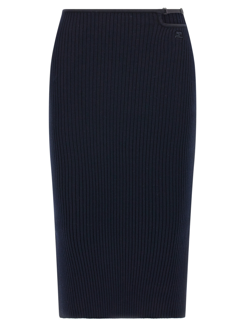 Shop Courrèges Blue Loop Rib Knit Skirt