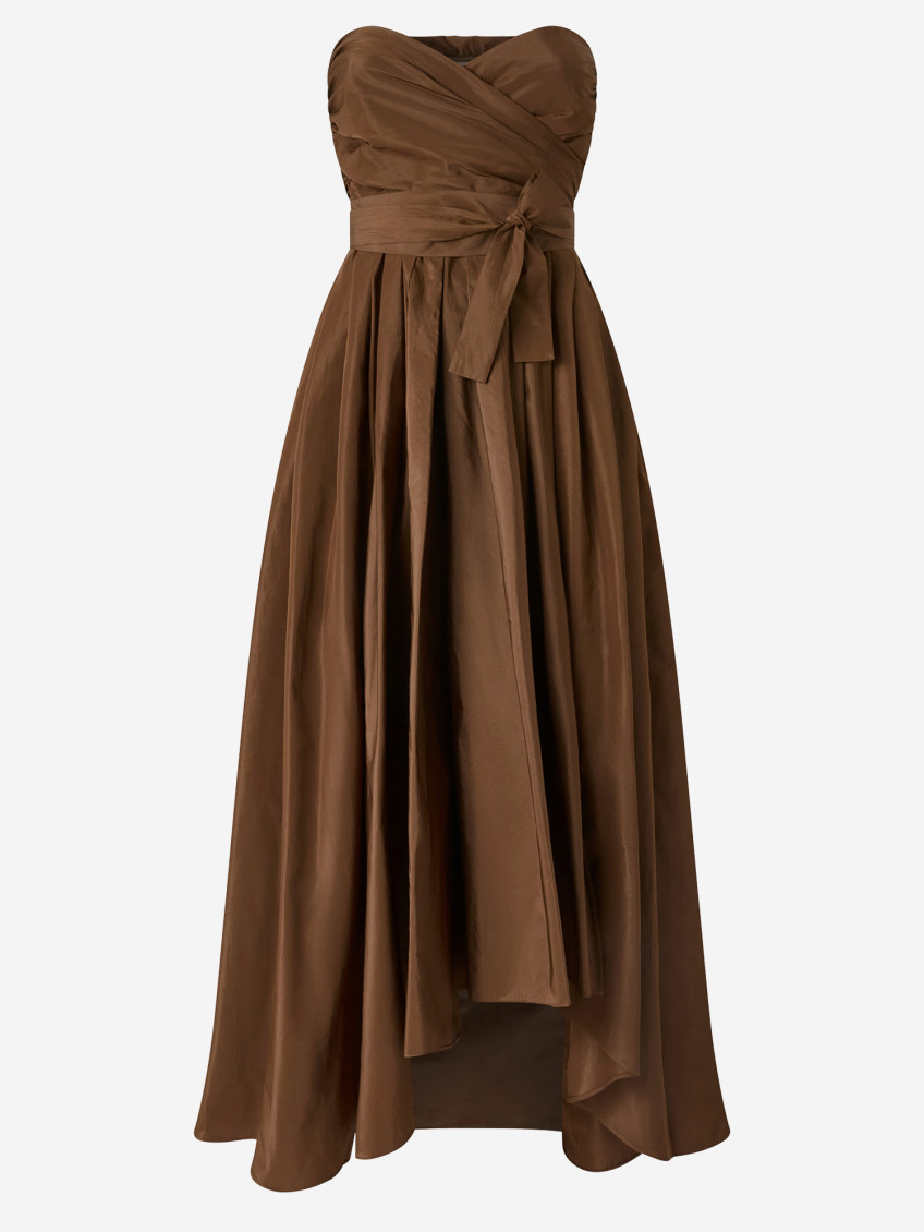 Shop Pinko Brown Strapless Gown