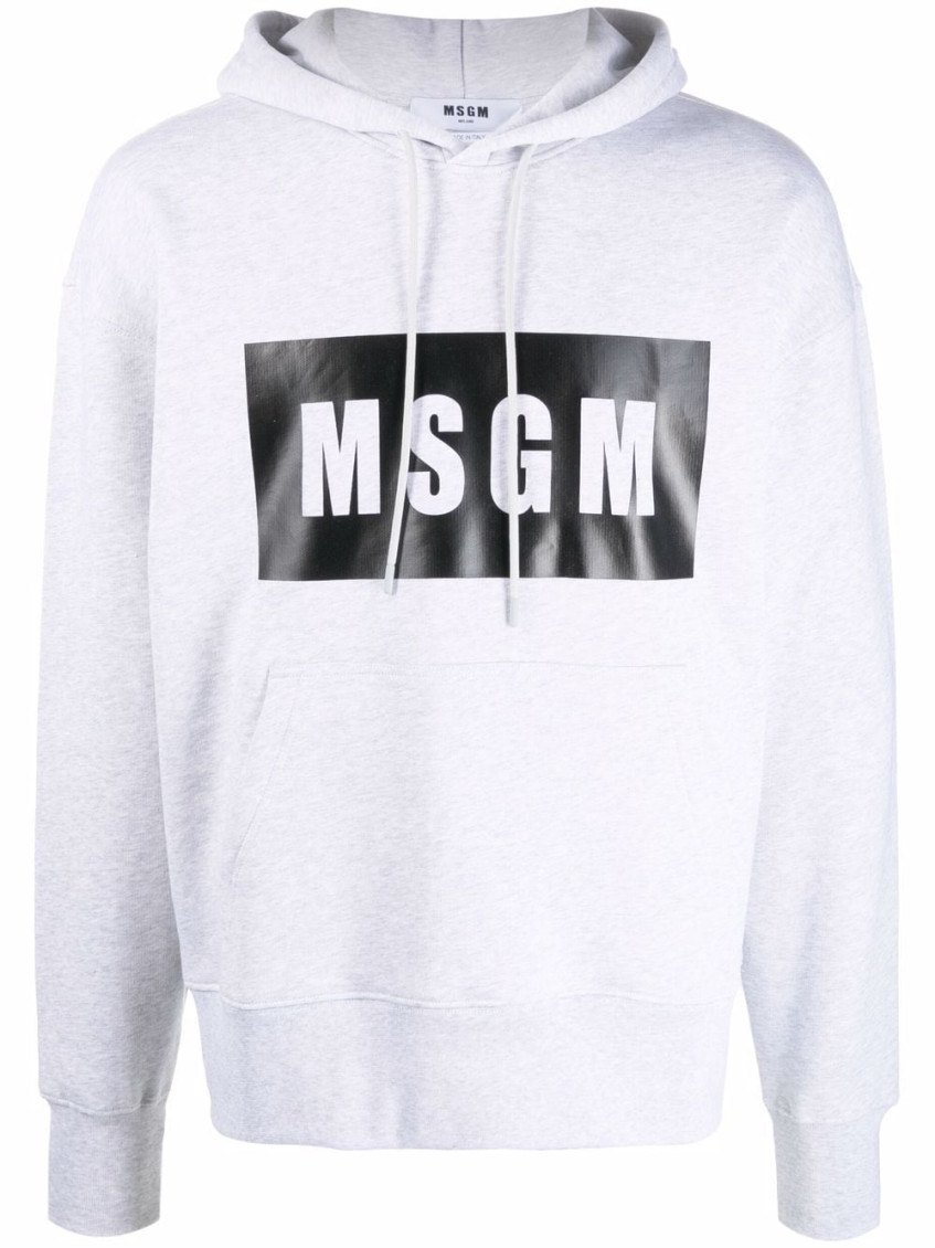 Msgm Man Sweatshirt White Size S Cotton In Light Grey
