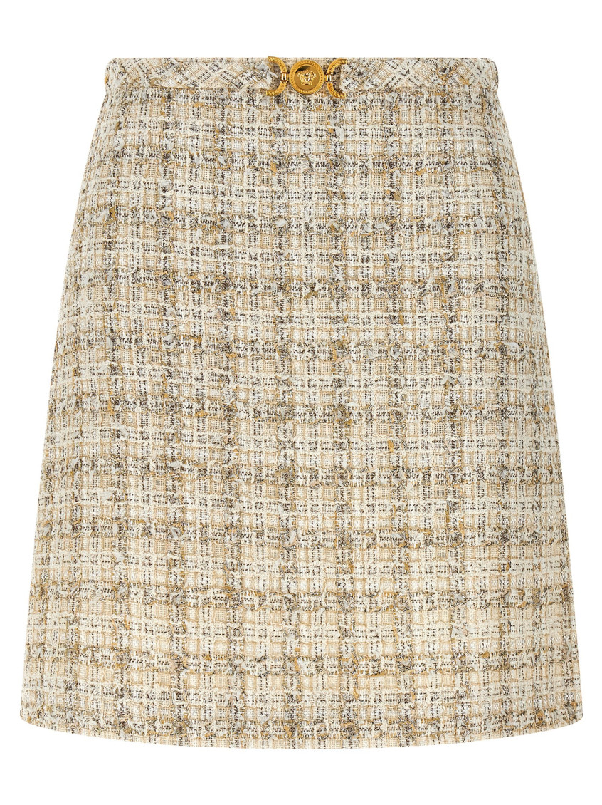 Versace Fancy Metallic Eyelash Tweed Mini Skirt In Multicolor