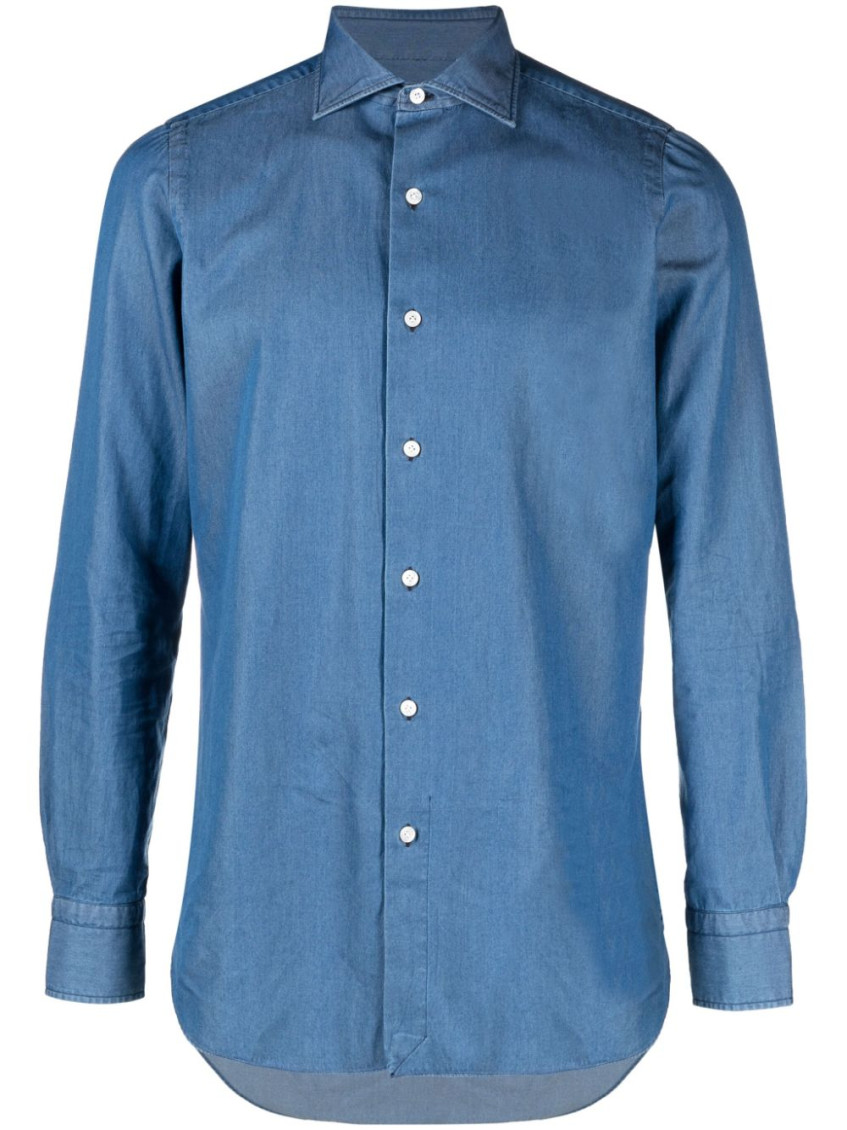 Finamore 1925 Finamore Napoli Cotton Shirt In Blue