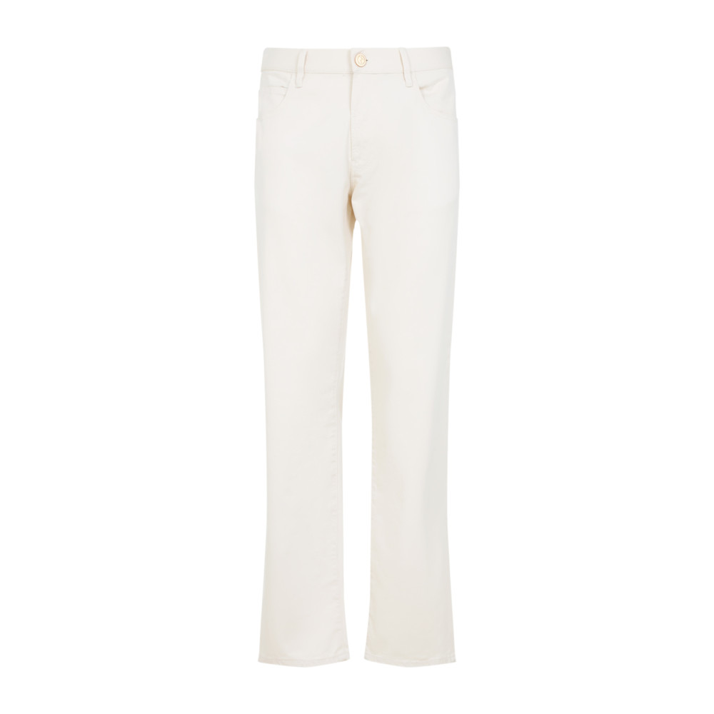 Giorgio Armani Straight-leg Trousers In Luxurious Cotton-silk Blend In Off White