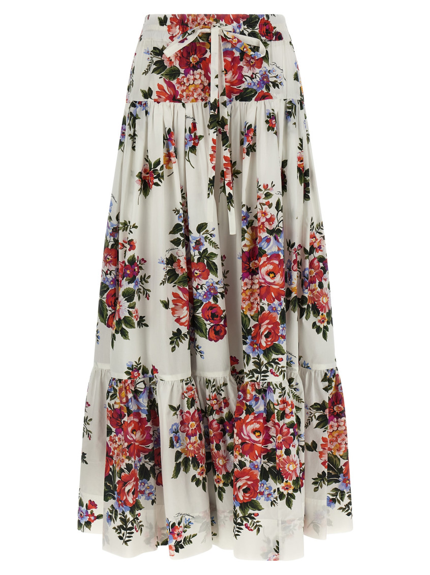 Dolce & Gabbana White Mazzo Di Fiori Skirt for Women Online India