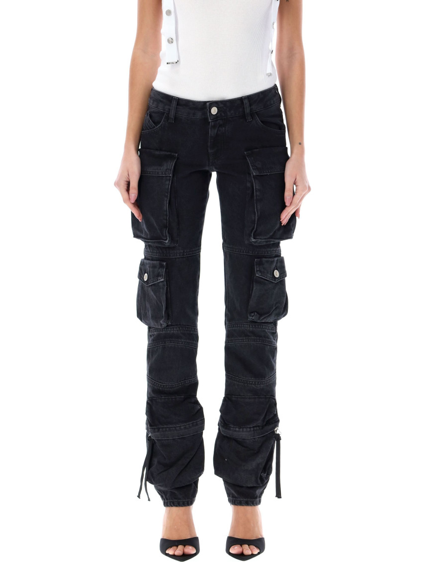 Attico Essie Flared Cargo Pants In Black