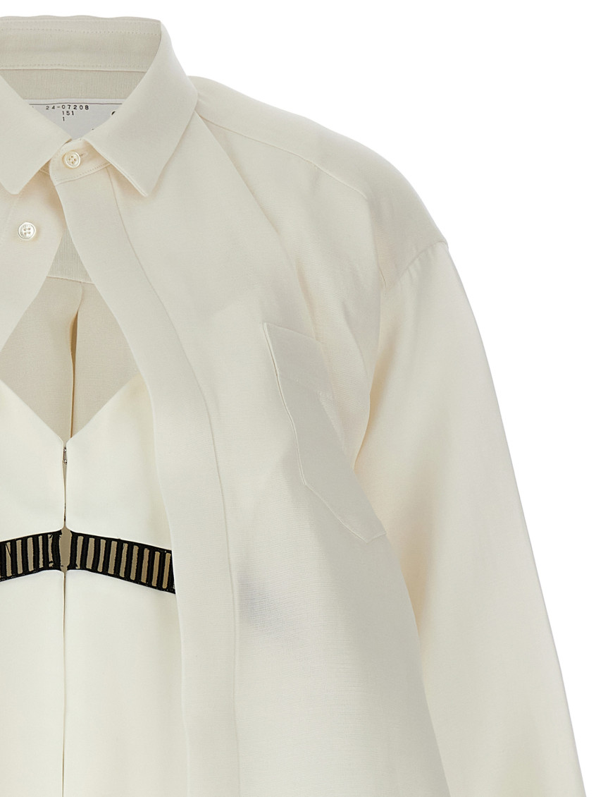 Sacai White Overlapping Shirt Silk Dress for Women Online India at 