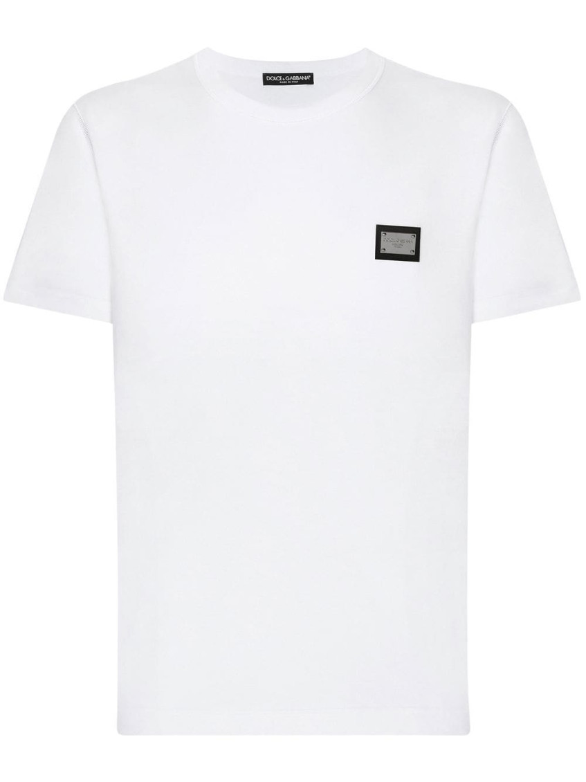 Shop Dolce & Gabbana White Logo Detail T-shirt