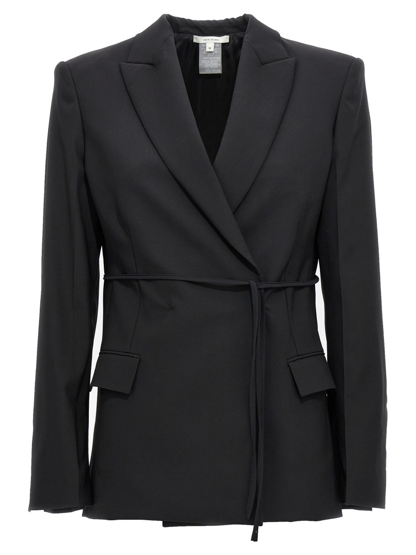 Nensi Dojaka Double Breast Drawstring Blazer Jacket Jackets Black In Black