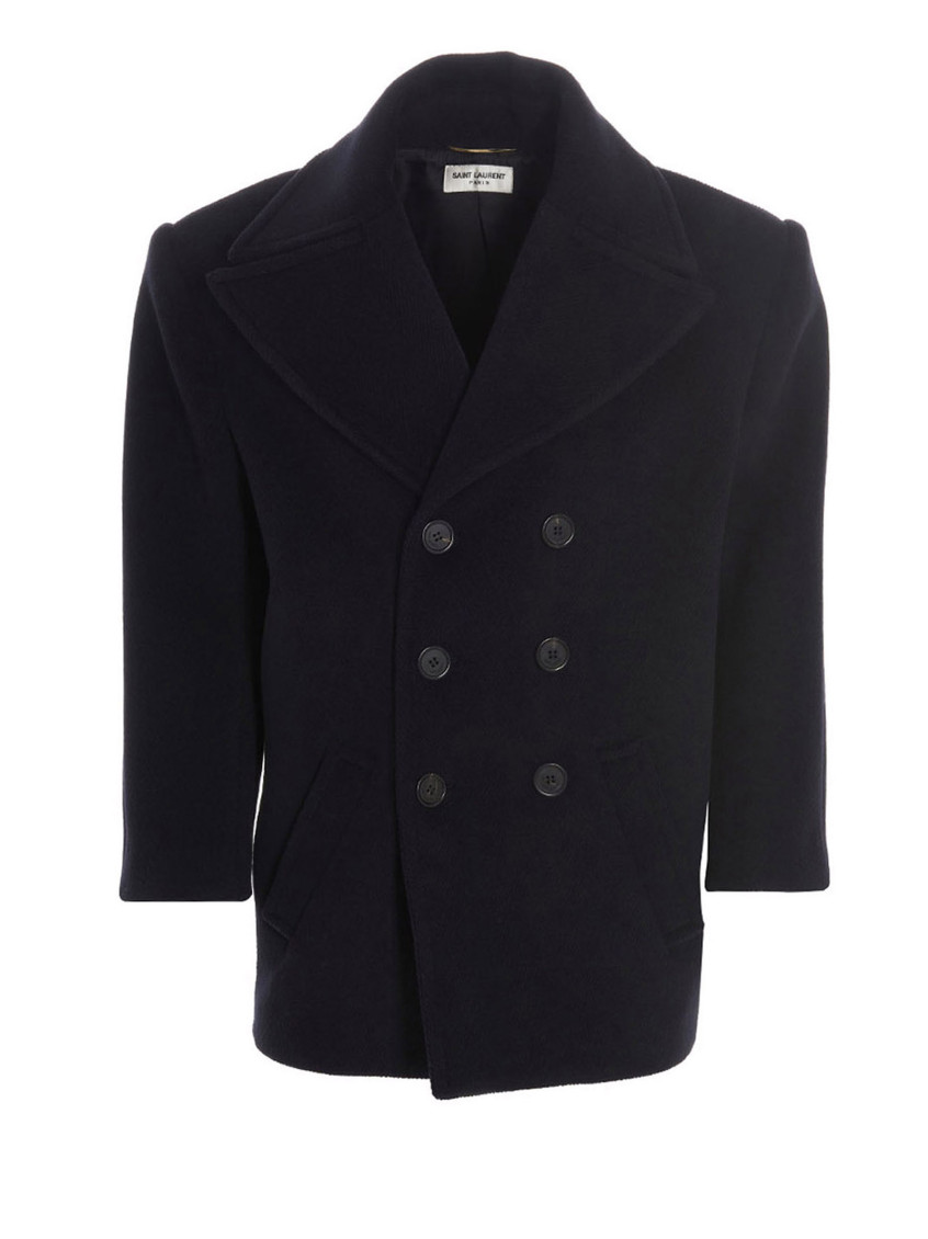 Saint Laurent 'smoking Jacket In Grain De P In Navy Blue