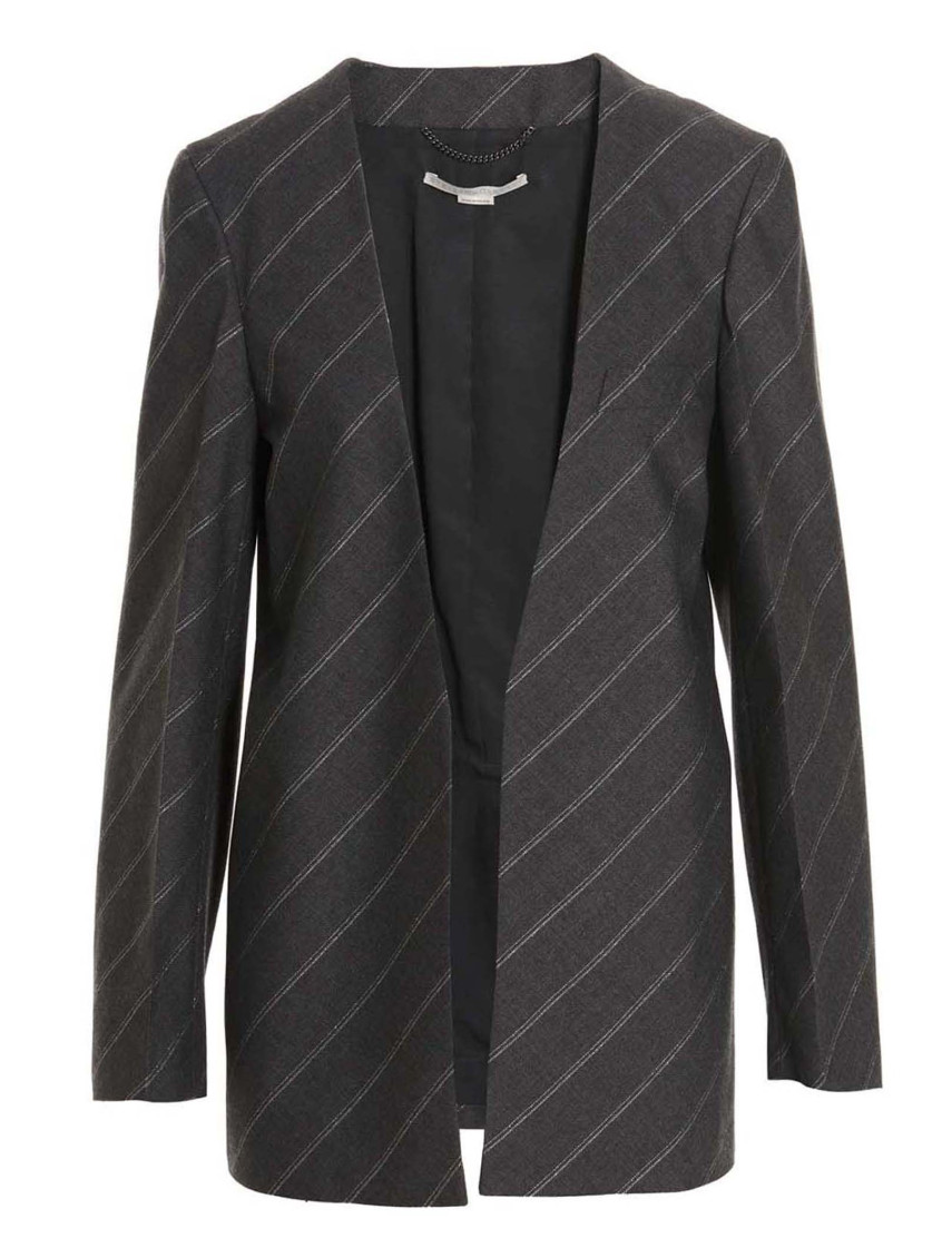 Stella Mccartney Grey Collarless Jacket In Grey