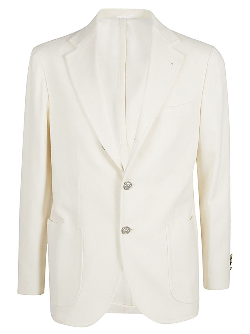 Sartorio Single-breasted Wool Jacket In White