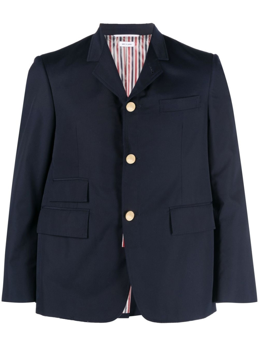 Thom Browne Single-breasted Cropped-sleeve Blazer In Blue