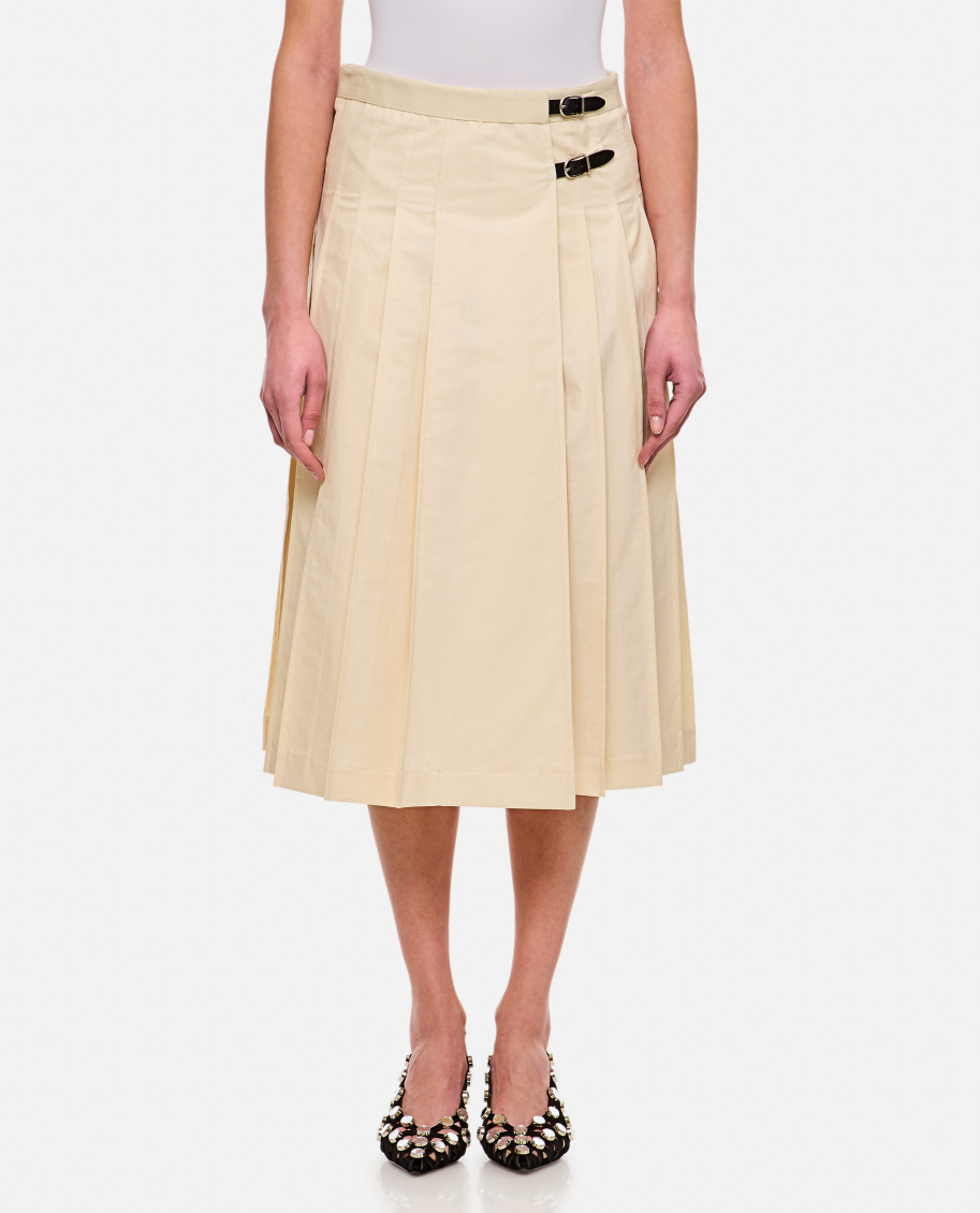Durazzi Milano Pleated Midi Skirt In Neutral