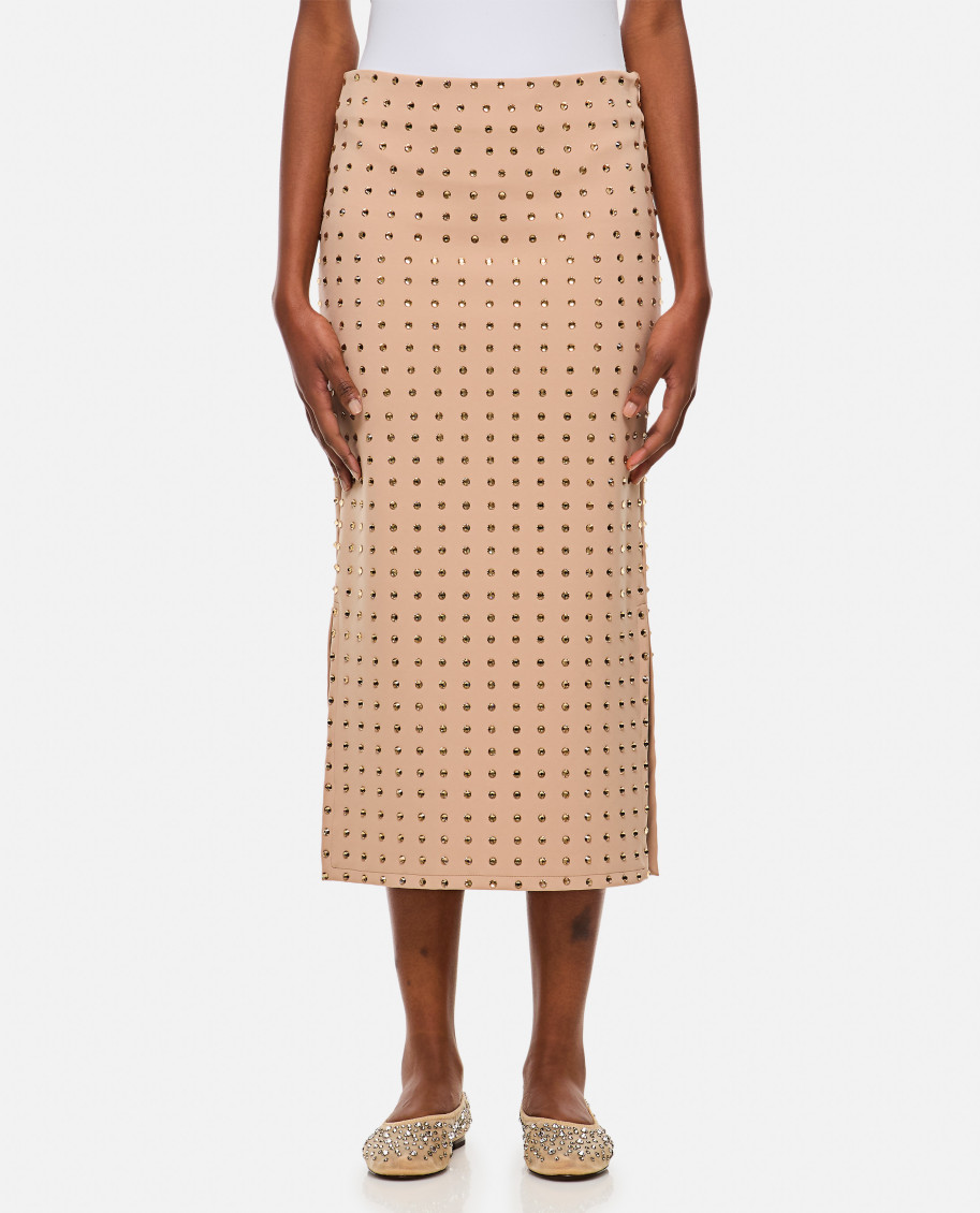 Sportmax Nome Crystal Lycra Midi Skirt In Neutral