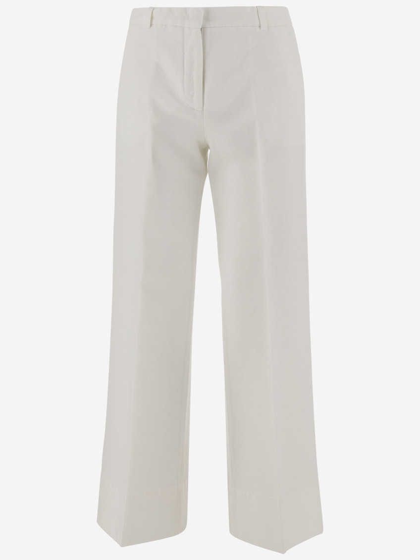 Ql2 White Linen And Cotton Pants