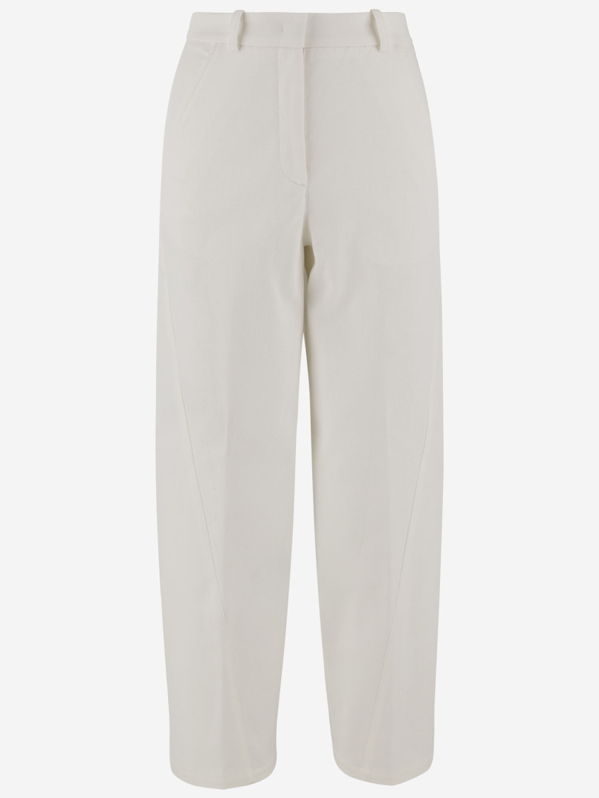 Ql2 White Stretch Cotton Pants