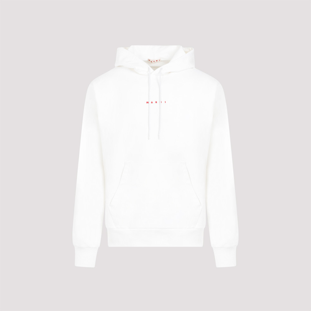 Marni Blue Hoodie With Logo On Chest For Men In White
