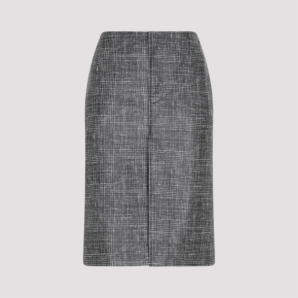 Bottega Veneta Stylish Black Printed Leather Midi Skirt For Women From Ss23 Collection In Black