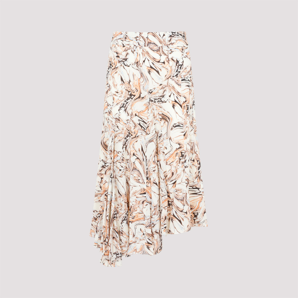 Shop Isabel Marant Beige Silk Asymmetric Hem Skirt