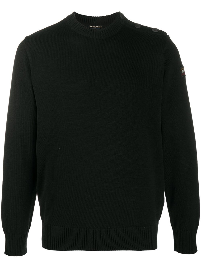 Paul & Shark Round-neck Knitted Jumper In Black