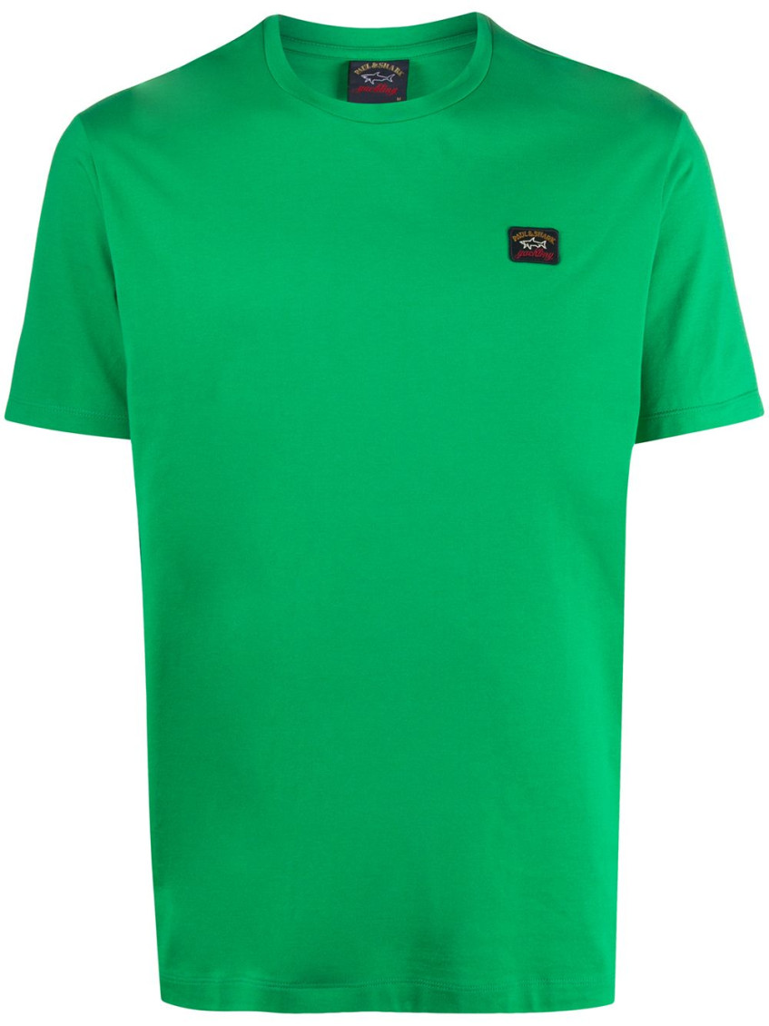 Shop Paul & Shark Green Logo Patch T-shirt