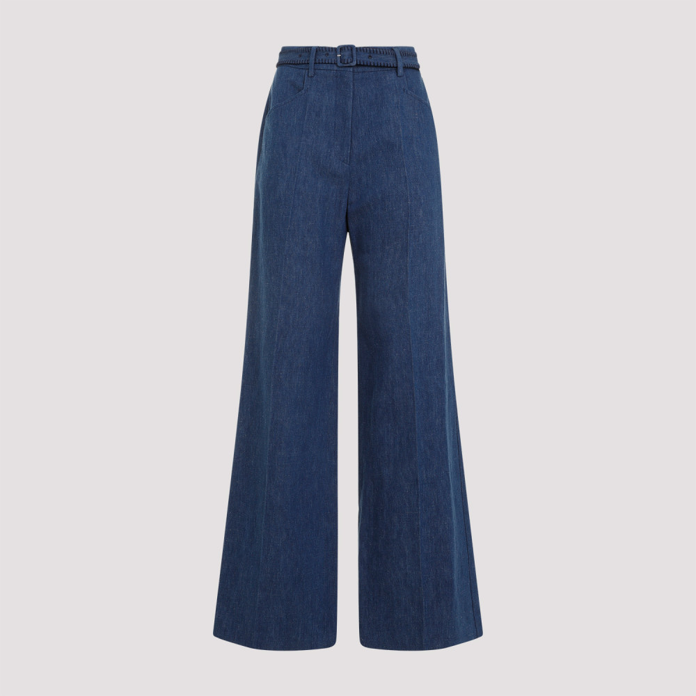 Gabriela Hearst Womens Denim Norman Wide-leg High-rise Cotton And Linen Trousers In Blue