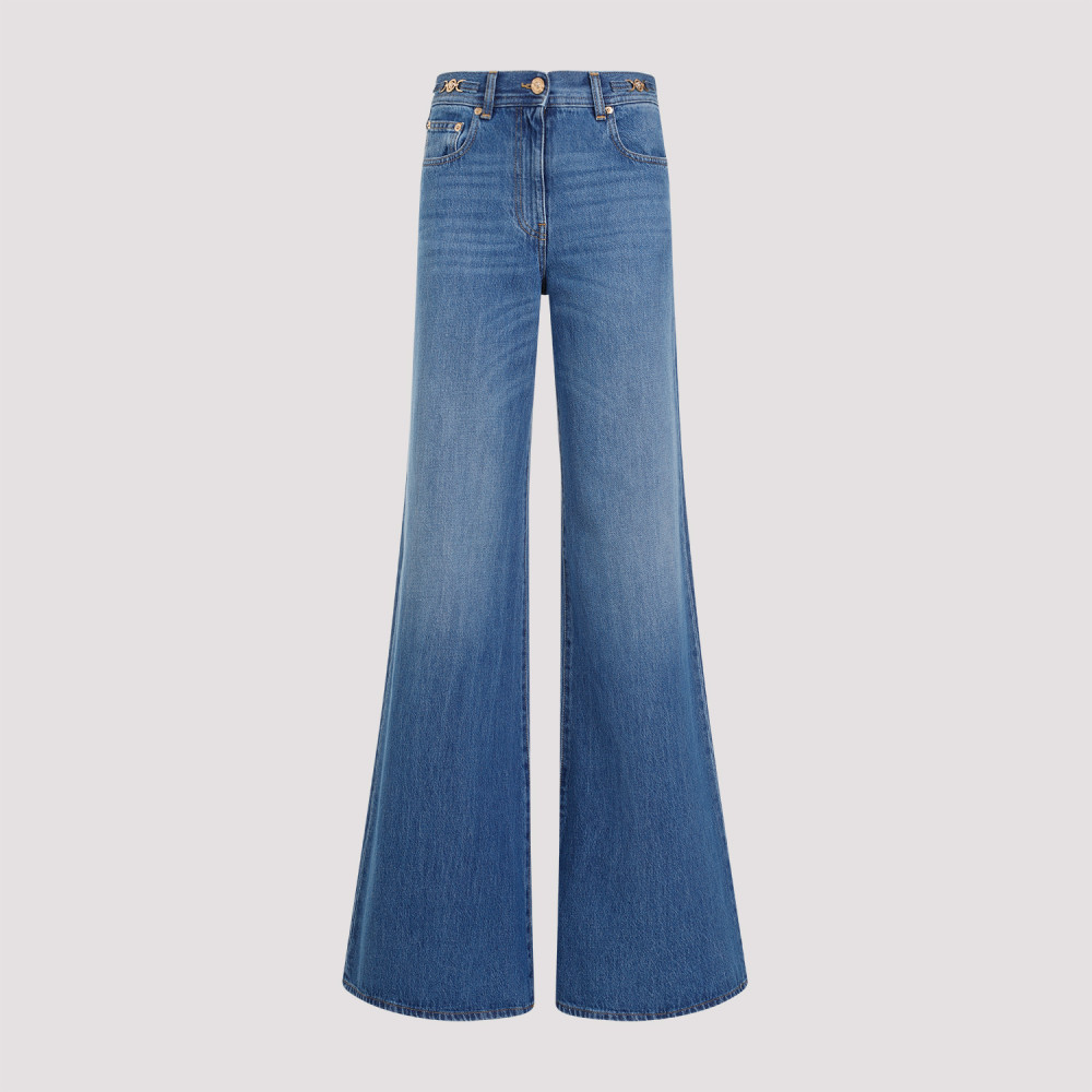 Versace Blue Cotton Flared Jeans