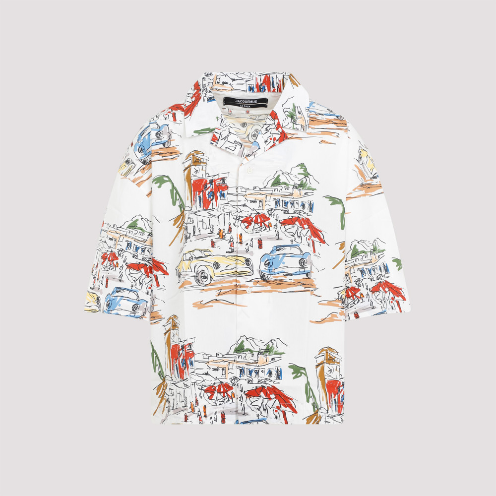 Jacquemus La Chemise Simon Printed Cotton Shirt In White