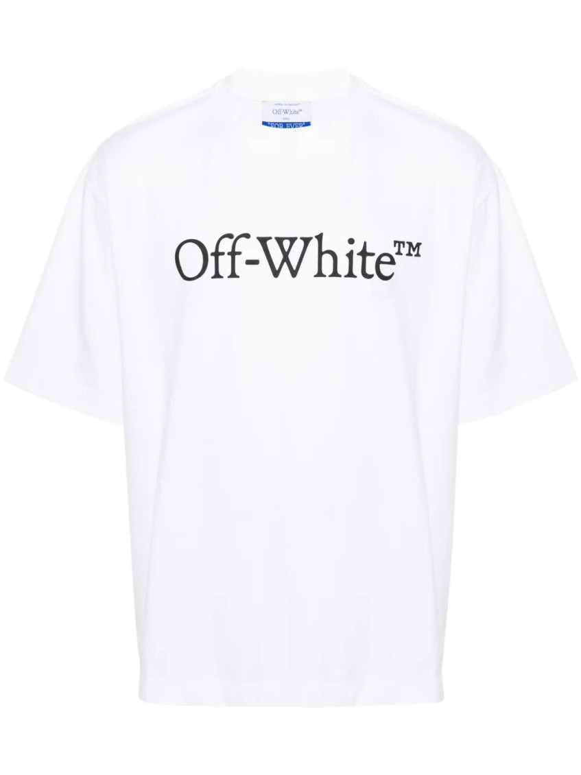 Off-white Cotton T-shirt With Frontal Logo Print In White