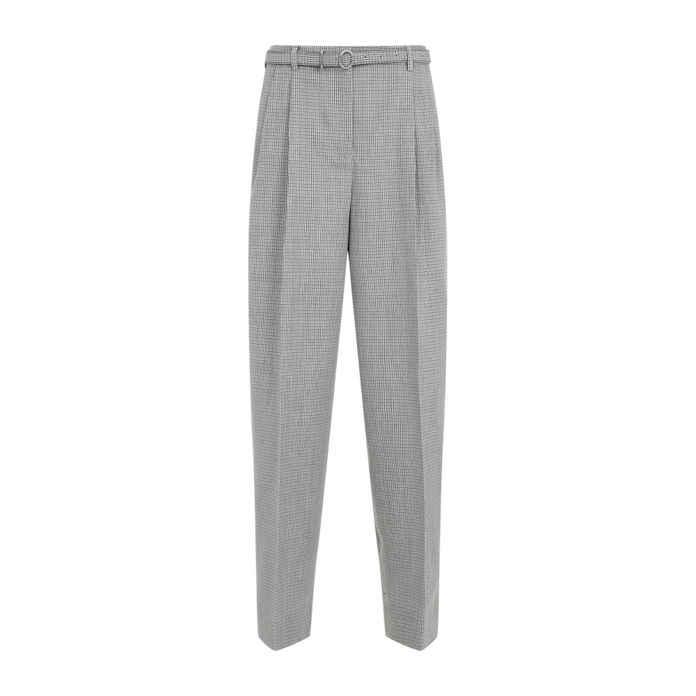 Jil Sander Tailored Check Trousers With Belt Clothing In Grey