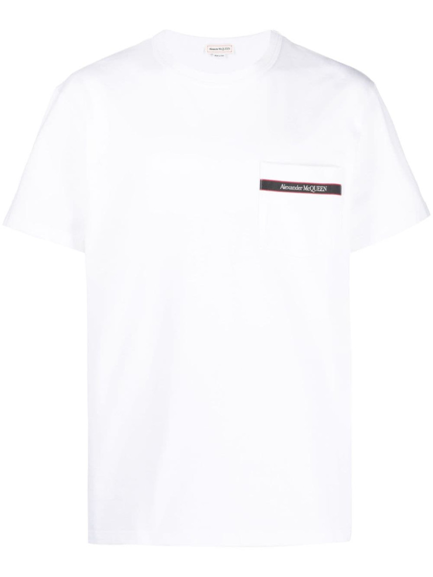 Shop Alexander Mcqueen White Logo Tape T-shirt