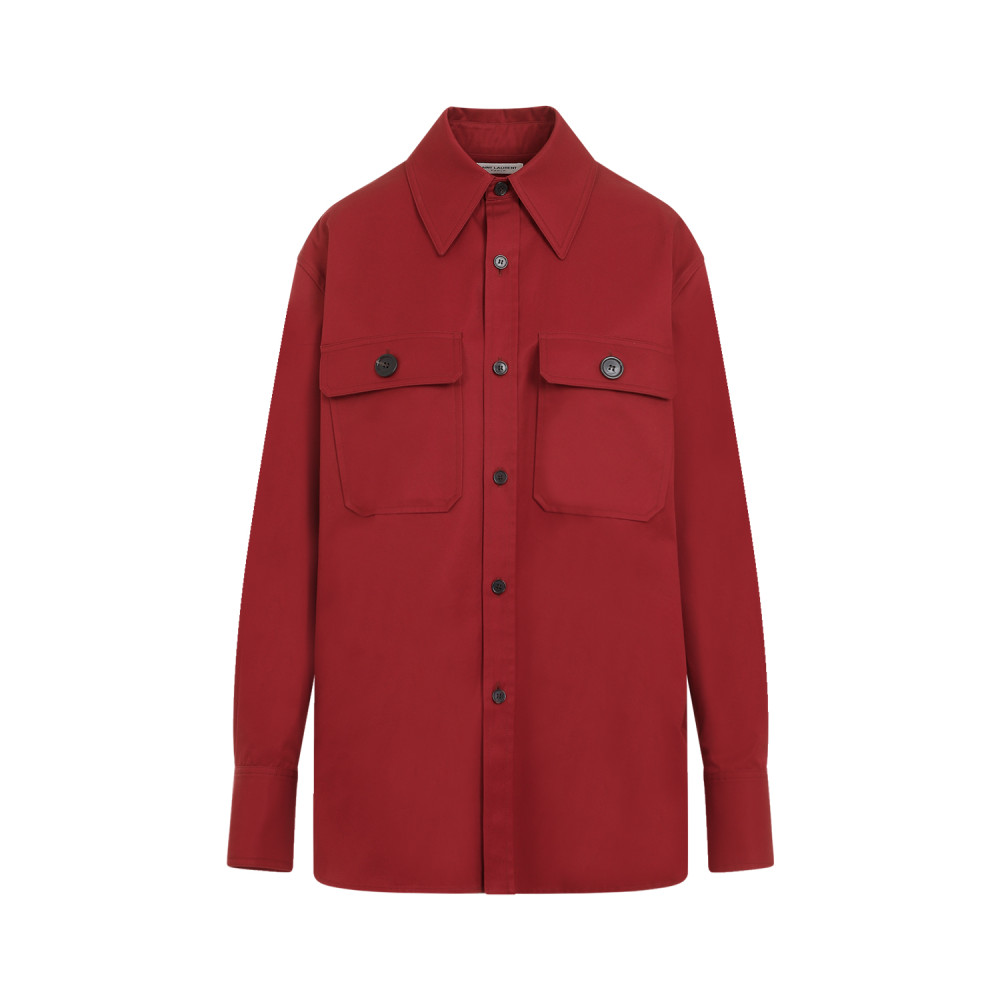 Saint Laurent Saharienne Long-sleeved Shirt In Red