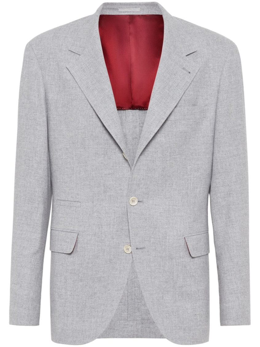 BRUNELLO CUCINELLI GREY WOOL THREE BUTTONS BLAZERS