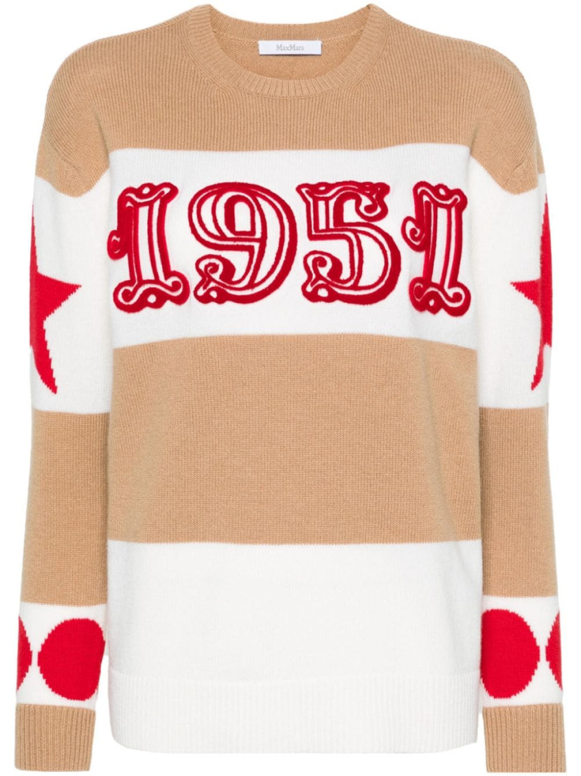 Max Mara Dirce Striped Wool And Cashmere Sweater In Brown