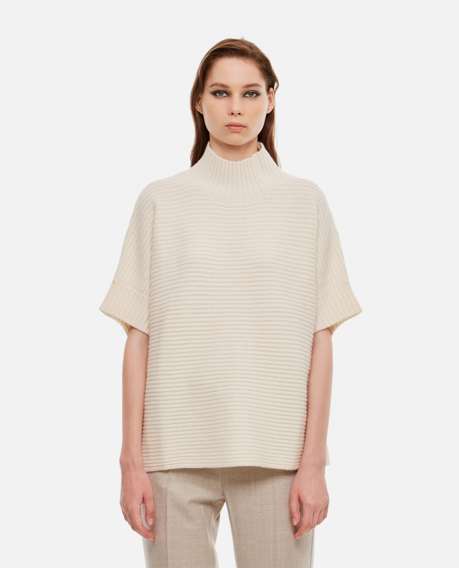 Max Mara Short Sleeves Turtleneck Sweater In White