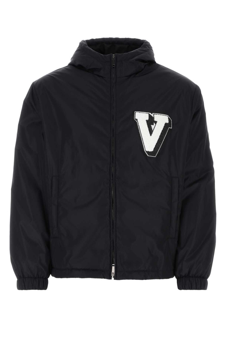 Shop Valentino Navy Blue Nylon Jacket