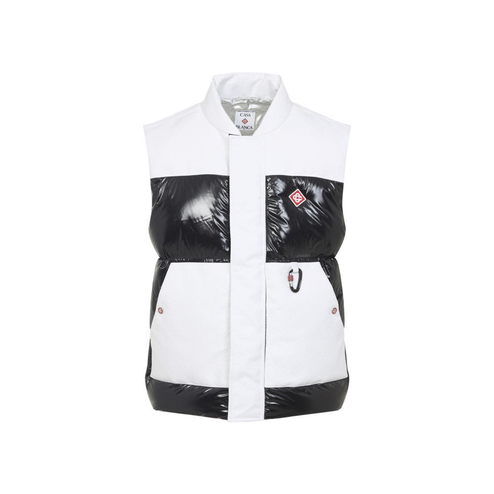 Casablanca Color-block Black Down Vest With Stand-up Collar In White