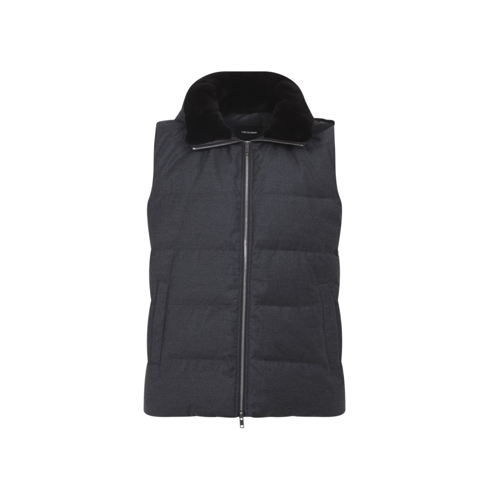 Yves Salomon Quilted Down-filled Mink Gilet With Contrast Lining In Black