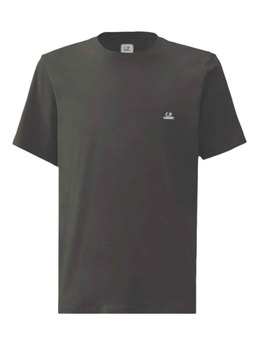 C.p. Company C.p.company Short-sleeve T-shirt With Embroidered Logo In Black