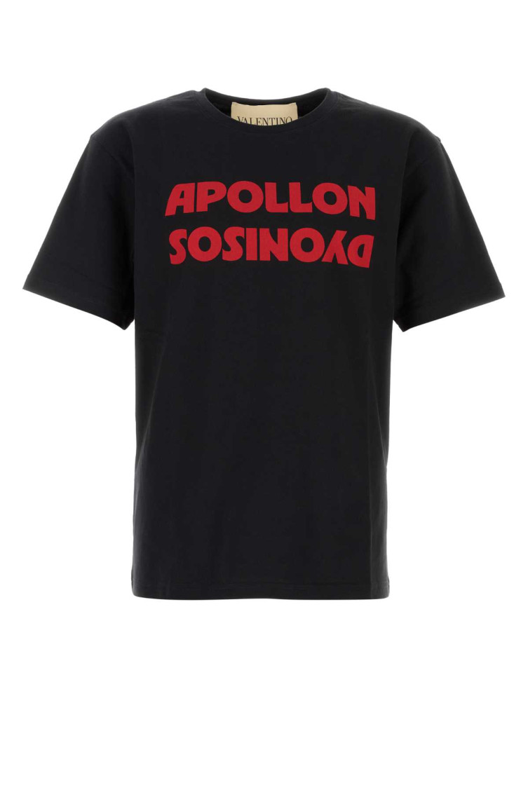 Valentino Cotton T-shirt Wuth Apollon Dyonisos Graphic Print In Black