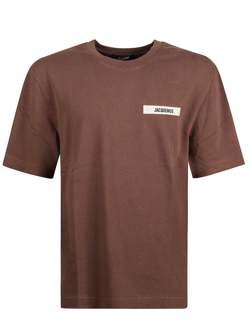 Jacquemus Le T-shirt Gros Grain Brown T-shirt With Logo Patch On The Front In Cotton Man In Brown