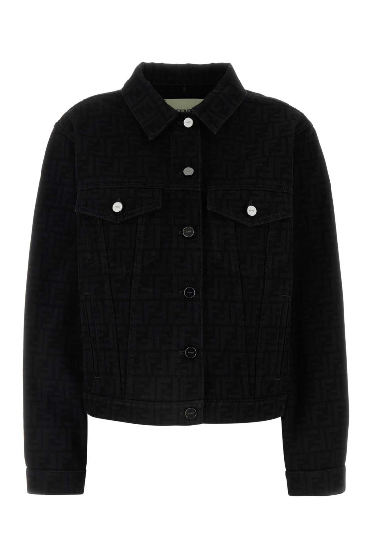Fendi Ff Denim Jacket In Black